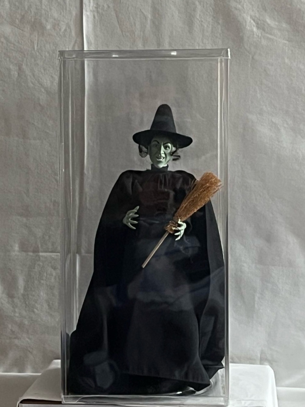 Wizard of Oz Wicked Witch Figurine with Broom in Display Case